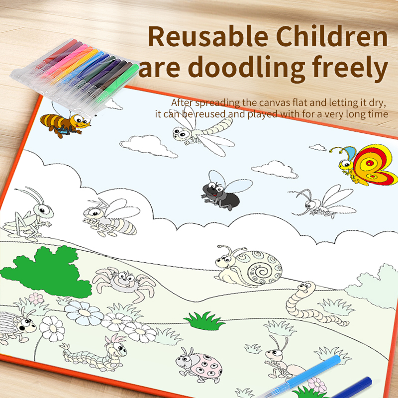 Kids Education Laptop - Toddlers Washable Dinosaur Drawing Mat 80x80cm
