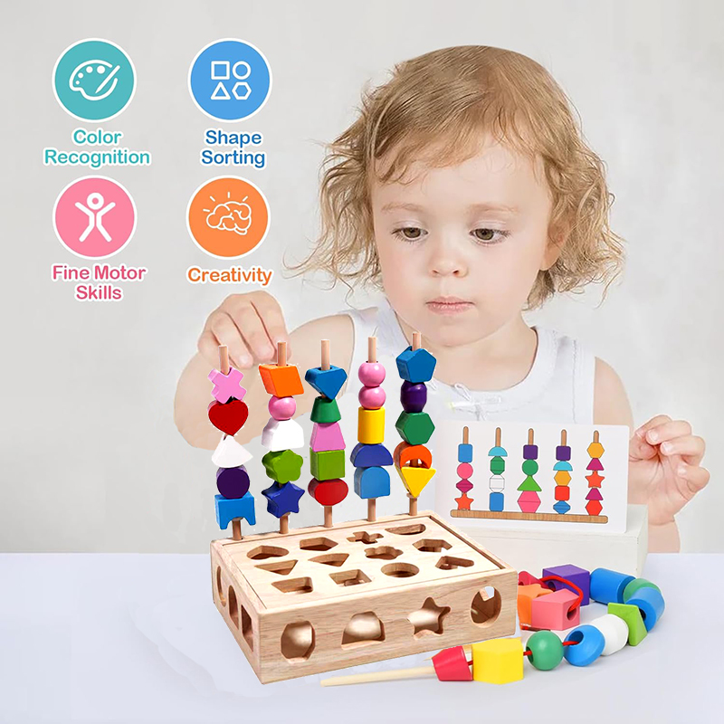 Kids Educational Game 3 - Montessori Wooden 5-in-1 Puzzle Toys for