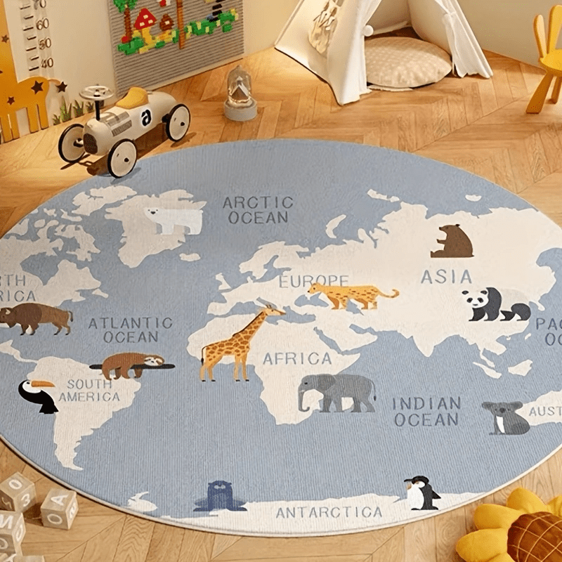 Kids World Map Rug Plush Play  - Kids Education Nursery 评论和价格
