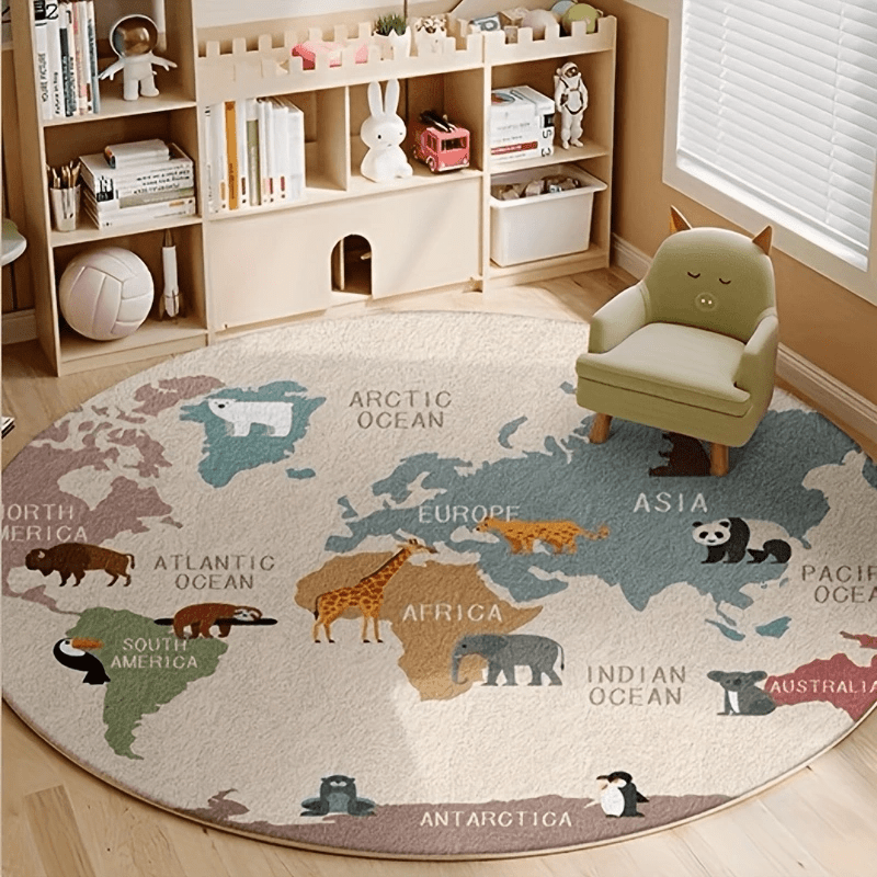 Kids World Map Rug Plush Play  - Kids Education Nursery 评论和价格