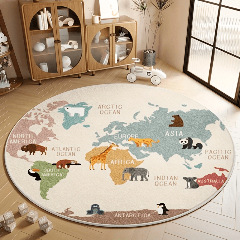 Kids World Map Rug Plush Play  - Kids Education Nursery 评论和价格
