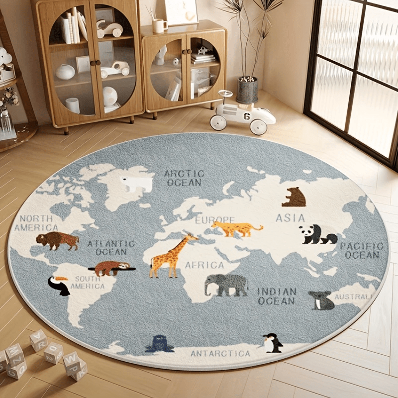 Kids World Map Rug Plush Play  - Kids Education Nursery 评论和价格