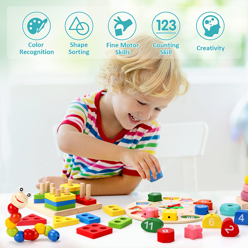 5-6pcs/set Montessori Wooden T - Kids Educational Game 3 评论和价格