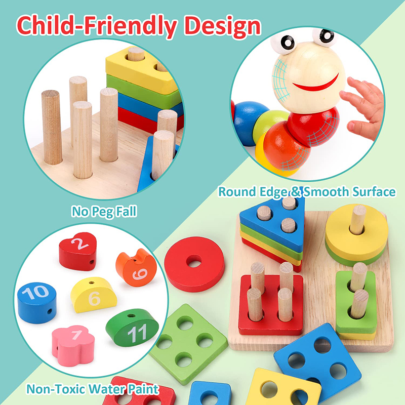 5-6pcs/set Montessori Wooden T - Kids Educational Game 3 评论和价格