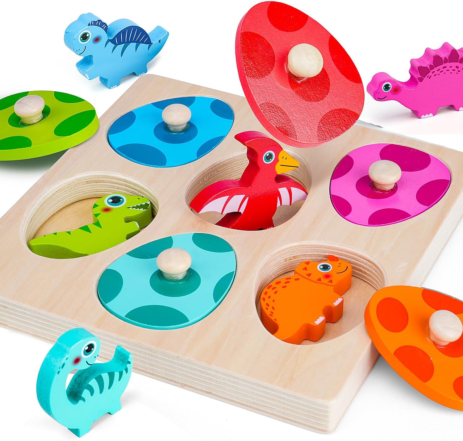 Wooden Dinosaur Jigsaw Puzzle  - Kids Educational Game 3 评论和价格