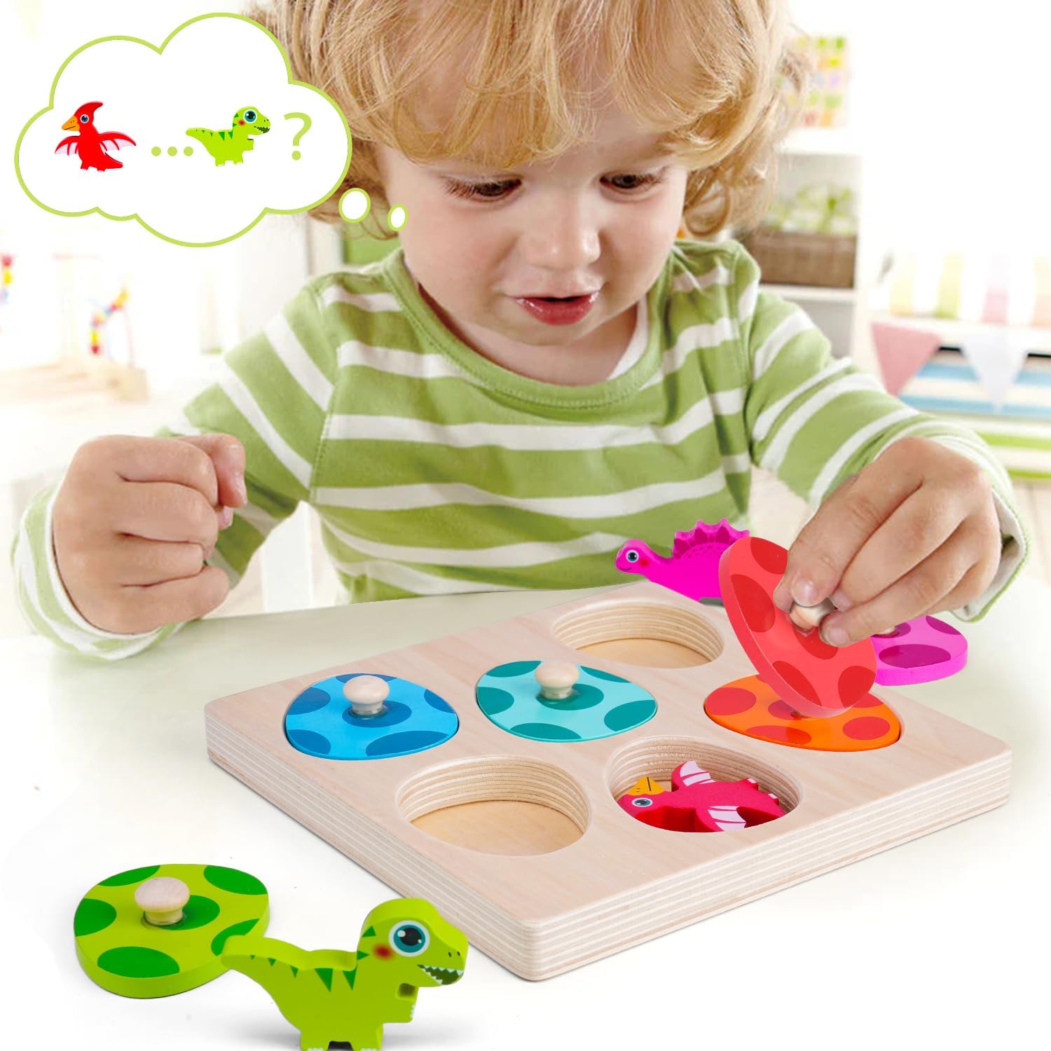 Wooden Dinosaur Jigsaw Puzzle  - Kids Educational Game 3 评论和价格